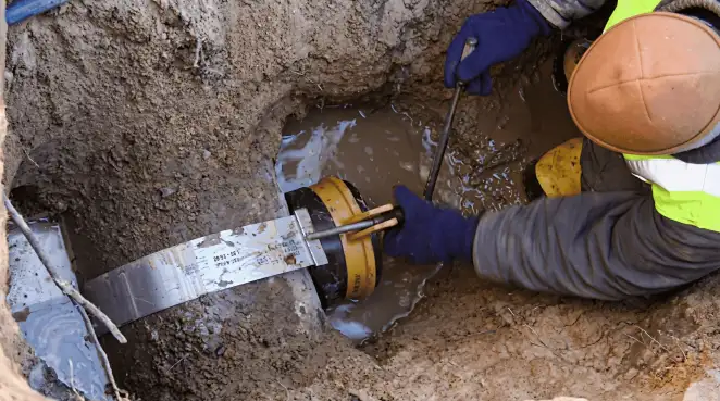 Technician performing underground drainage repair for foundation protection and gutter systems in Tucson, AZ